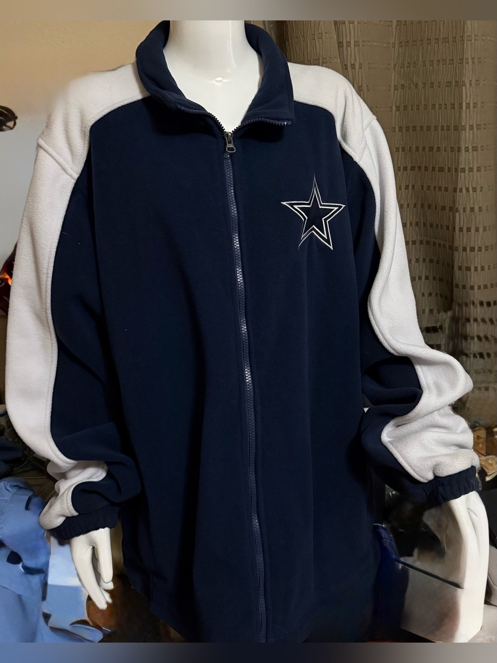 NFL Navy Blue & White Full-Zip Fleece Jacket with Star Logo - 2X/XXL